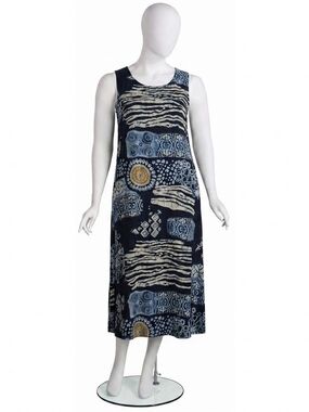 Model France Boho Batik Print Sleeveless Tank Midi Dress Size M